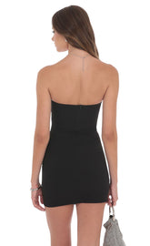 Strapless Rhinestone Bodycon Dress in Black